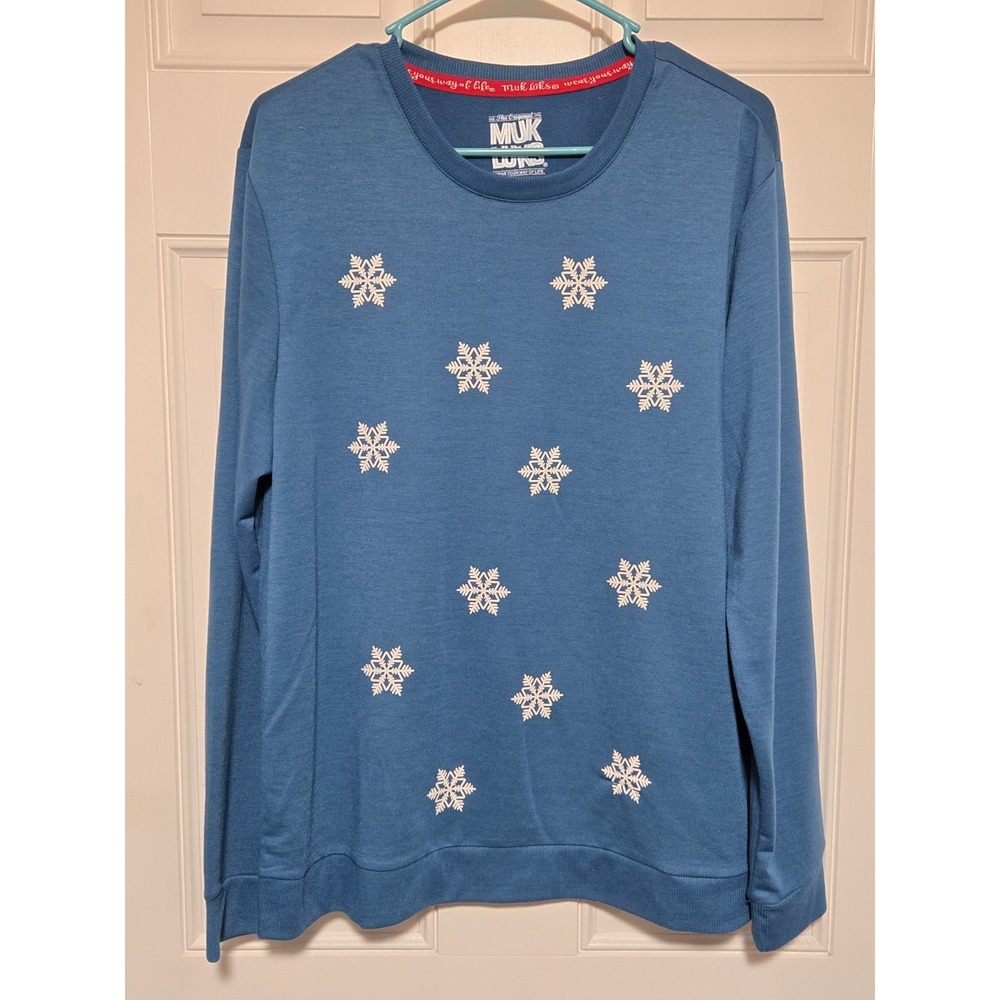 Muk Luks‎ Crewneck Sweatshirt Womens Size Medium Blue Pullover